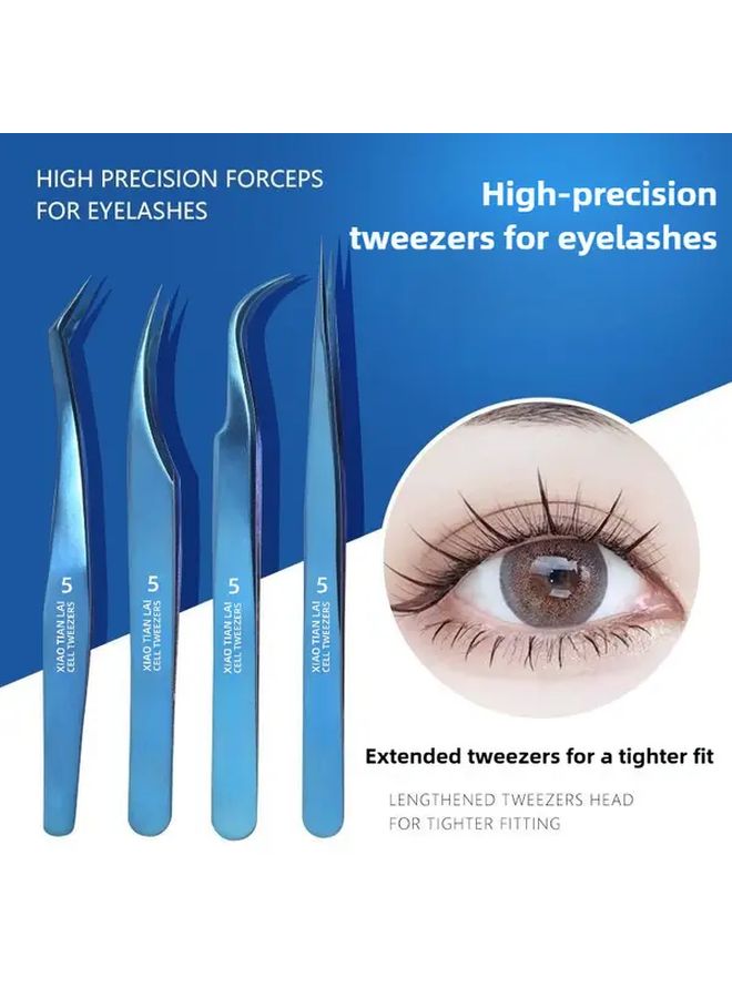 Professional Eyelash Extension Tweezers Stainless Steel Ergonomic Design Extended Tips - Image 1